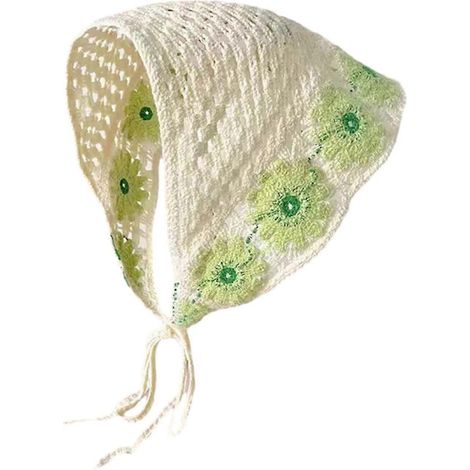 Damen-Kopftuch, gehäkelt, kariert, Blumenmuster, durchbrochenes Kopftuch, dreieckiges Haarband für Mädchen-L (1/5)