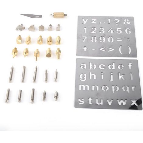 1 Kit de pochoirs pour pyrogravure avec lettres, chiffres et symboles pour bois