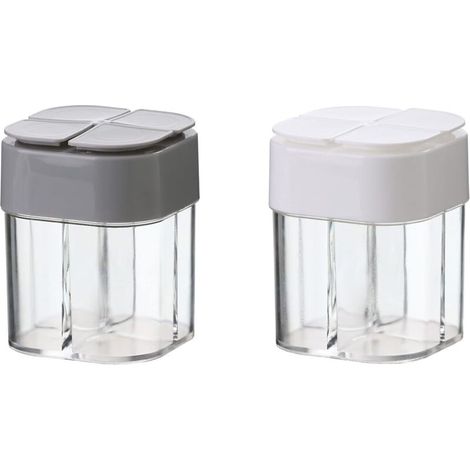 Set di 2 contenitori per spezie 4 in 1 per campeggio, contenitori per spezie in plastica trasparente, accessori da viaggio - Crezuo