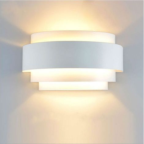 EASYCOMFORT Applique murale blanche en fer, design nordique demi-cercle, luminaire mural E27 pour chambre, couloir, escalier et chevet (1/5)