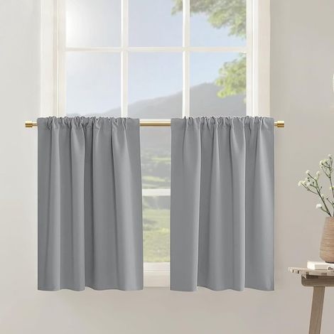 2 rideaux - 76 x 60 cm, adaptés aux petites pièces, rideaux occultants courts, rideaux semi-occultants, protection de l'intimité, conviennent aux cafés, cuisines, dressings, caves et camping-cars, rid (1/5)