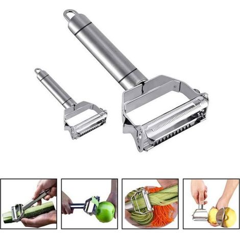 Éplucheur multifonctionnel en acier inoxydable pour fruits, pommes de terre, melons, râpes (1/4)
