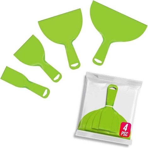 Lot de 4 couteaux à mastic en plastique souple – idéal pour reboucher, décoller papier peint et racler peinture (1/5)