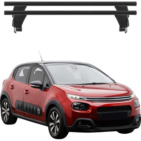 OMAC Dachträger Querträger Alu für Citroen C3 2016-2024 – Abschließbar – T-Nut – City-Crash-getestet – Max. 50 kg Schwarz (1/5)
