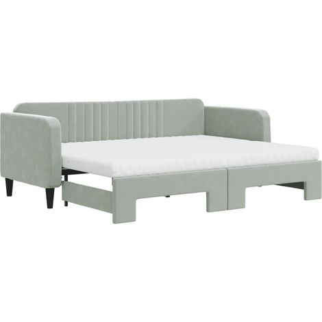 Maison Exclusive - Divano Letto Estraibile Materassi Grigio Chiaro 80x200 Velluto