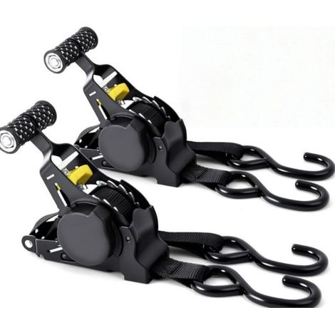 Sangle à cliquet, Sangles a Cliquet Automatique 3.3mx25mm, Sangle d'Arrimage 680 kg Résistance à la Rupture, Arrimage à Enrouleur Automatique de Sangle pour Remorque Moto Quad Fourgon Camion (1/5)