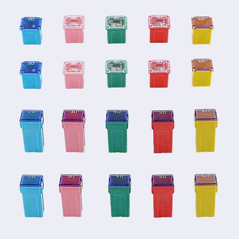 20pcs 20A / 30A / 40A / 50A / 60A Automotive Low and High Profile / Standard Jcase Box Shaped Fuse Kit for Trucks, Cars and SUVs (1/5)