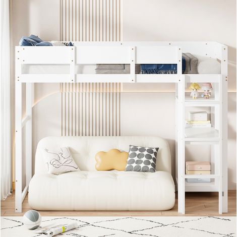 letto 90x200 rialzato con ripiano per bambini in pino HAVRYA (1/5)