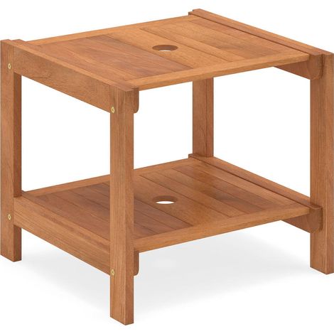 Rangement pratique table basse de jardin 2 niveaux avec trou de parasol 4 cm pour terrasse et piscine (1/5)