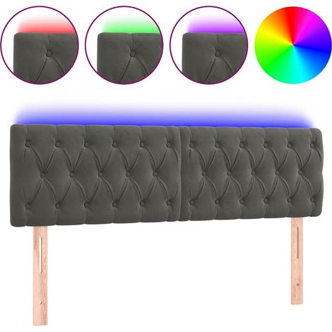 Maison Exclusive - Cabecero con LED de terciopelo gris oscuro 160 (1/5)