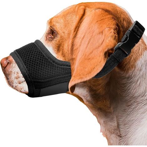 Bozal para perros, Talla XL, Suave, Hocico de nailon ajustable para perros, Bozal, Malla transpirable, Resistente y seguro para mascotas, Negro (1/5)