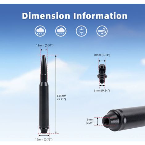Antenne courte décorative pour Jeep Wrangler JK, JKU, JL et JLU (2007-2021). Idéale pour un style tout-terrain, elle améliore la réception et l'esthétique. (1/3)