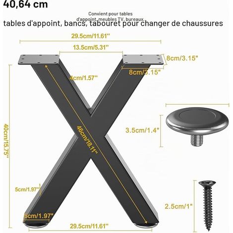 Metal Table Legs Model X Set of Height cm x Length (1/2)