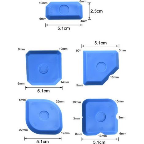 Grattoir en plastique et verre de Silicone,applicateur de feuille de caoutchouc,outil d'application de grattoir de - 5PCS Blue[F]