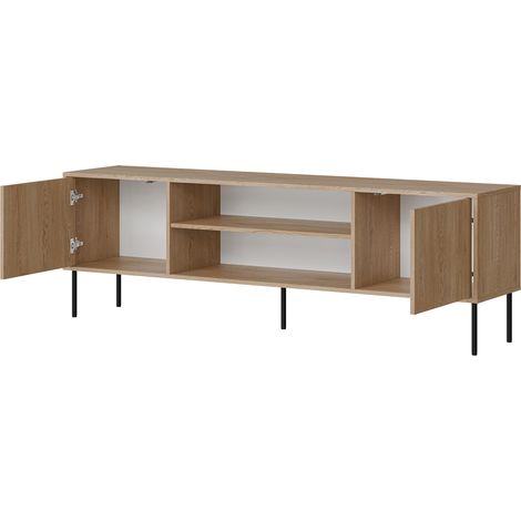TV-Schrank Rainerio, ein Regal, 2 Türen, Metallfüße, 4180x40x60h cm, Braun