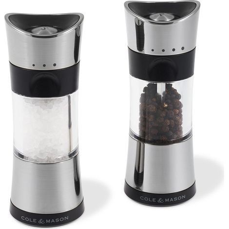 Cole & Mason H306598P Horsham Cromo Macina Sale e Pepe, Precision+, Macinatura Regolabile, Cromo, Acrilico, 154mm, Pacco Regalo, Include 2 x Mulini (1/4)