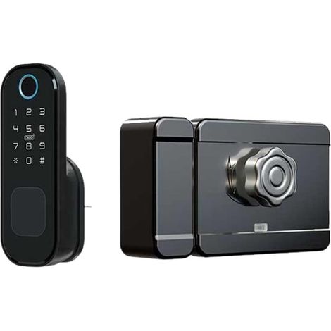 Verrouillage intelligent Verrouillage de porte intelligente d'empreinte digitale Bluetooth Lock de contrôle d'accès sans fil 13.56 MHz Code numérique Lock de sécurité Serrure de porte d'entrée sans cl (1/5)