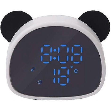 Cute Panda Alarm Clock, Bedside Digital LED Desktop Clock (Black) (1/4)