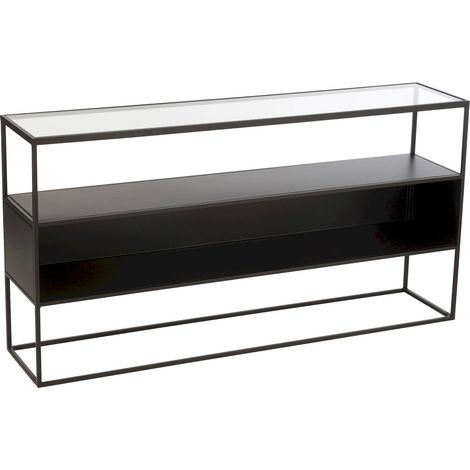 Console carrée en métal et verre noir design contemporain élégant - Noir mat et verre transparent (1/5)