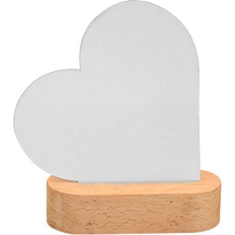 Cadres lumineux LED sublimés en acrylique, veilleuses à lumière chaude, avec support en bois pour impression par transfert thermique en forme de cœur. (1/5)