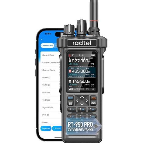 RT-950 PRO Amateur Radio, GPS/APRS, 10W Walkie Talkie, Long Range Handheld Transceiver, AM/FM/CB/SW/MW/LW Reception, Bluetooth App Programming, NOAA, Spect Analyzer (1/5)