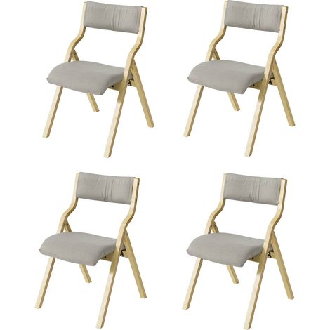 Lote de 4 Sillas de Madera Silla Plegable Silla de Cocina Silla de Comedor Gris 48 x 58 x 78 cm FST40-HGx4 SoBuy ES (1/5)