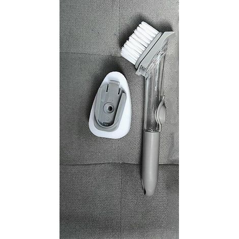 brosse Vaisselle + Une Ponge Encliqueter Une Blanc Brosse Vaisselle Distributrice De Savon Avec Manche, Brosse De Nettoyage Pour Vaisselle (1/5)