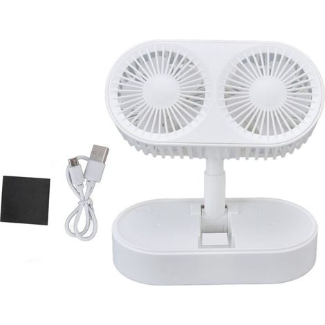 1 ventilateur de bureau, double moteur, 3 vitesses, angle réglable 135°, silencieux, blanc (1/5)