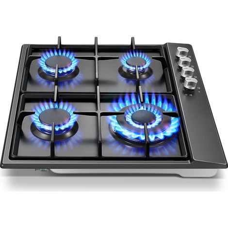 Plaque de cuisson à gaz 4 feux – Sécurité thermocouple – Compatible gaz naturel et propane – Puissance 8,06 kW – Panneau émaillé noir