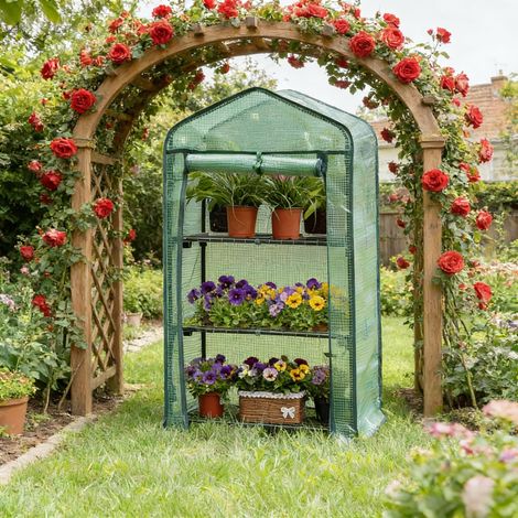 Serre de jardin pour extérieur avec porte enroulable - Serre de terrasse polyvalente pour la culture de plantes et légumes au jardin et sur la terrasse