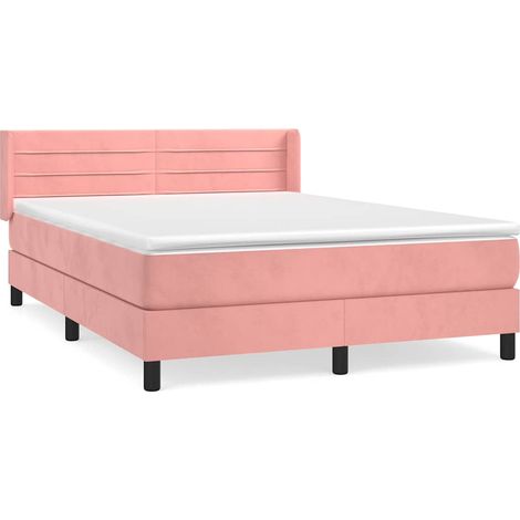 Maison Exclusive - Giroletto a Molle con Materasso Rosa 140x190 cm in Velluto (1/5)