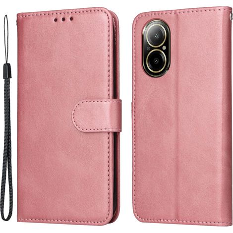 Funda tipo cartera de piel para Realme C67, color oro rosa. (1/5)