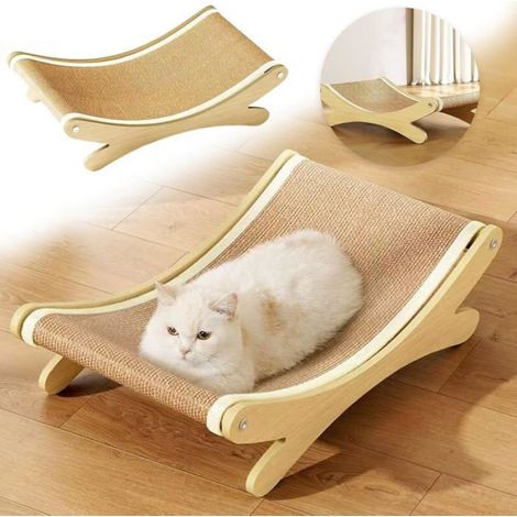 1 Lit griffoir pour chat, design surélevé, tapis en sisal, hamac basculant, intérieur (1/5)
