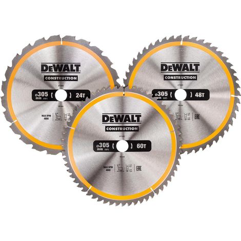 Dewalt DT1126-QZ - Hojas de sierra circular, 3-pack 305 x 30,