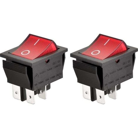 4-poliger Ein-/Ausschalter mit roter Kontrollleuchte (2er-Pack)