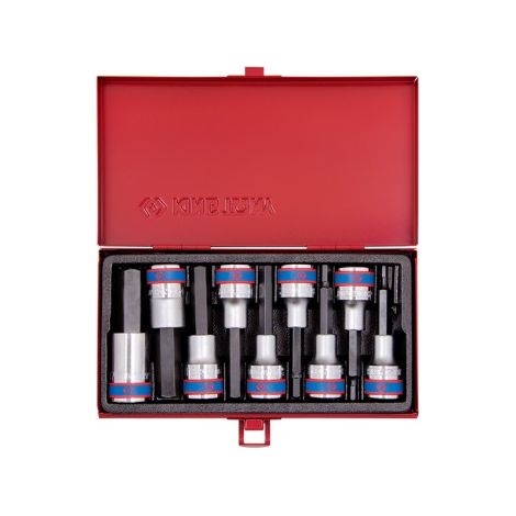 Coffret cliquet et douilles 1/2" mâles – 9 pièces – Douilles 6 pans pour vis H4 à H17 – Coffret métallique robuste – King Tony (1/5)