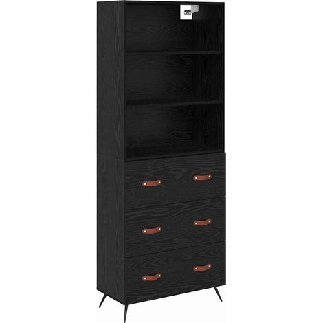 Maison Exclusive - Aparador alto con cajón Roble negro 69,5 x 34