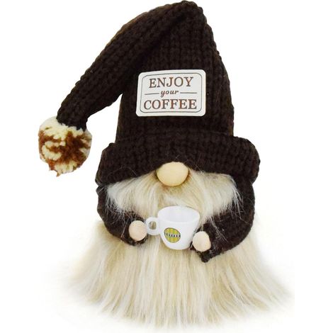 Poupée sans Visage Gnomes de café Faits à la Main en Peluche Scandinave Suédois Tomte Gnomes Décorations pour la Maison Café Bureau Cuisine Décorations de Plateau à Plusieurs Niveaux (1/5)