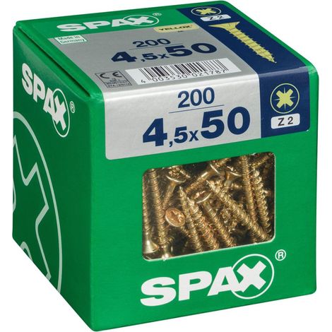 Juego de 200 tornillos de acero con cabeza avellanada pozidriv SPAX, Diam.4,5 mm x L.50 mm SPAX (1/4)