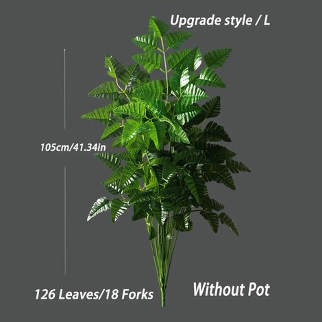 (105 cm 18 Fokrs) Grand arbre artificiel de feuilles de Perse, faux palmier, branche de Monstera en plastique, grande fougère tropicale pour la décoration de la maison et du jardin (1/4)