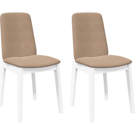 Lot de 2 Chaises à manger，Chaise de cuisine coussins blanc bois massif caoutchouc CFW58761 (1/5)