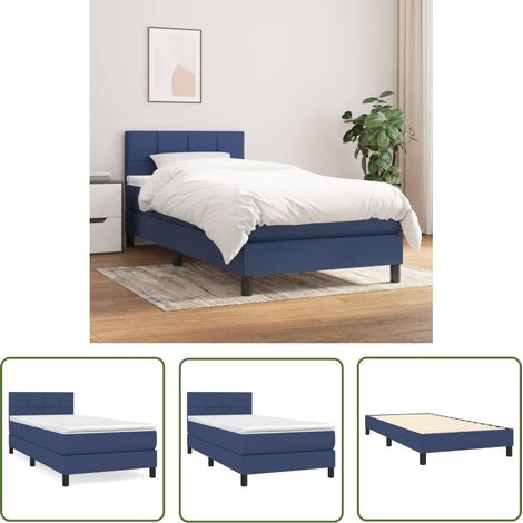 The Living Store Boxspringbett mit Matratze Blau 100x200 cm Stoff - Boxspringbett - Doppelbett - Schlafsystem - Bettenrahmen - Blau (1/5)