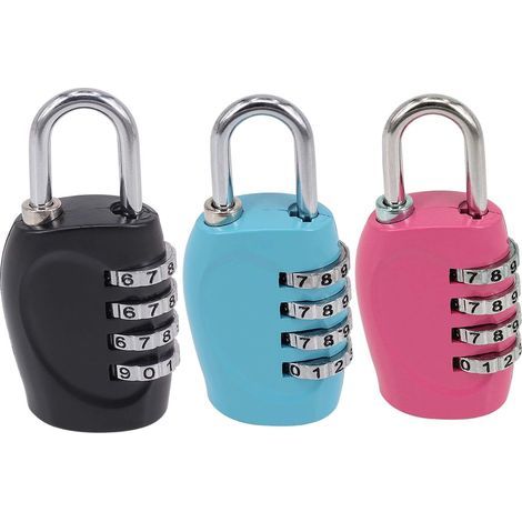Set aus 3 vierstelligen Zahlenschlössern mit Gehäuse aus einer Aluminiumlegierung für Koffer, Spinde, Fitnessstudio usw. (1/5)