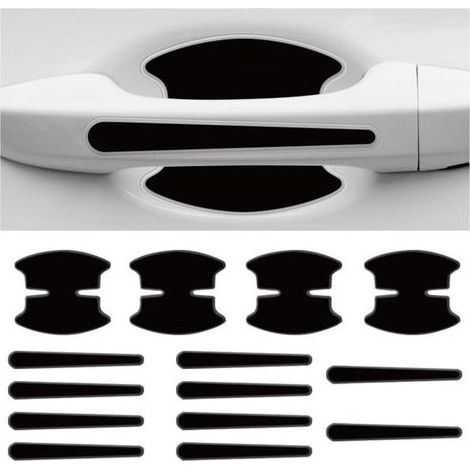 JNNJ 14 Pièces Film Autocollant Poignée Portière Voiture, Autocollant Anti-Rayures Pour Poignée Voiture, Poignée De Porte Film De Protection Pour Universelle Pour La Plupart Des Véhicules(Noir) (1/5)