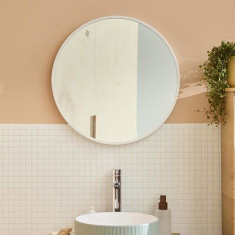 Mob-In – Miroir rond 60 cm en métal ultra-fin – Verre 4 mm – Fixation murale simple – Design épuré pour salle de bain (1/5)