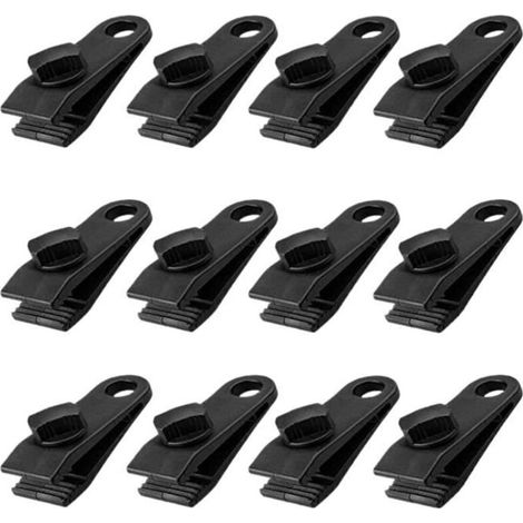 (Schwarzer) Planenclip – Zeltclip – Schwarz – Leichtgewicht – Abmessungen 8,1 x 2,5 cm (1/4)