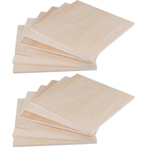 Lot de 12 Plaques de Contreplaqué 200x200x6mm - Bois de Tilleul Naturel - Pour Bricolage, Gravure Laser, Pyrogravure, Peinture et Modélisme (1/5)