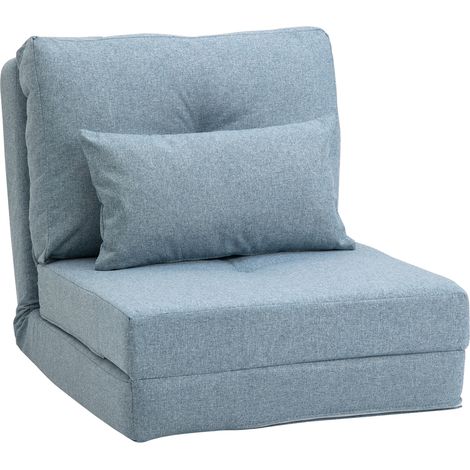 Schlafsofa/Sessel, 1-Sitzer mit 1 Kissen und verstellbarer Rückenlehne, blau