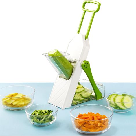 Vert, hachoir à légumes, mandoline verticale, hachoir à légumes à épaisseur réglable, hachoir à légumes en acier inoxyd, mandoline de cuisine sécurisé (1/5)