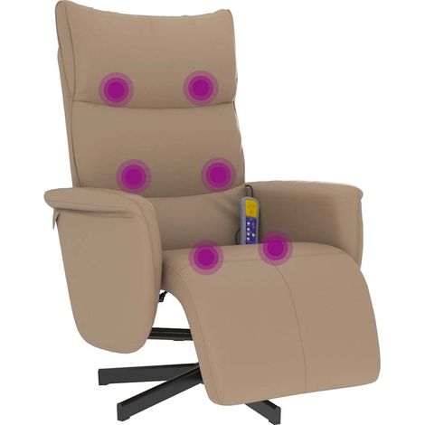 Poltrona Reclinabile Massaggi Poltrona Relax Poggiapiedi Cappuccino Similpelle (1/4)
